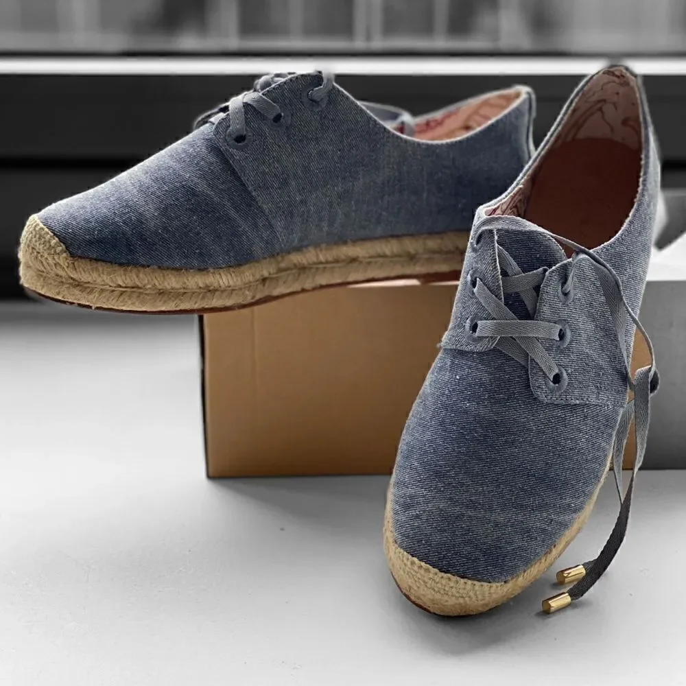 New Joie Denim Lace Up Espadrilles Sneaker…